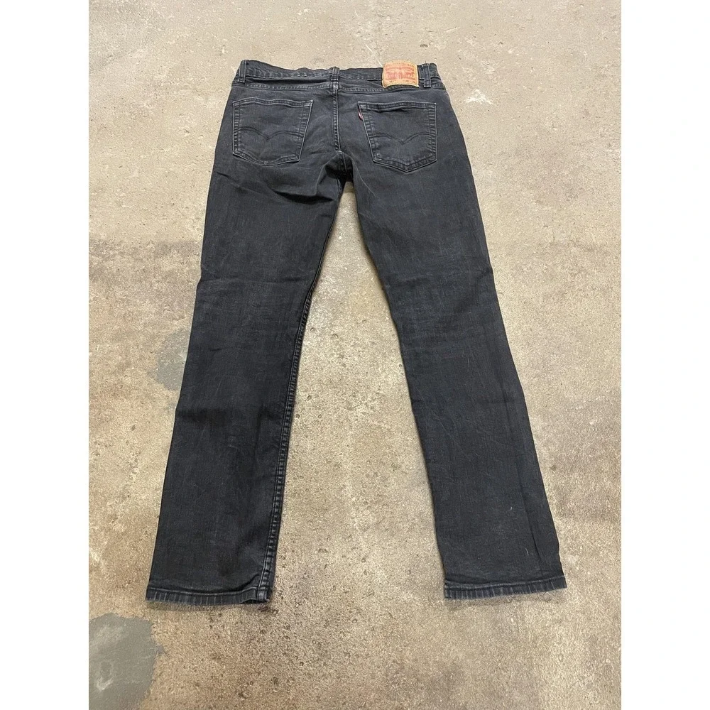 Levis 511 Jeans Mens‎ 36x32 Black Denim Slim Straight Stretch Zip Fly Distressed